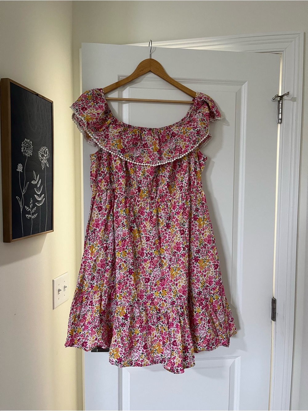 Terra & Sky Pink and Yellow Floral Ruffle Dress